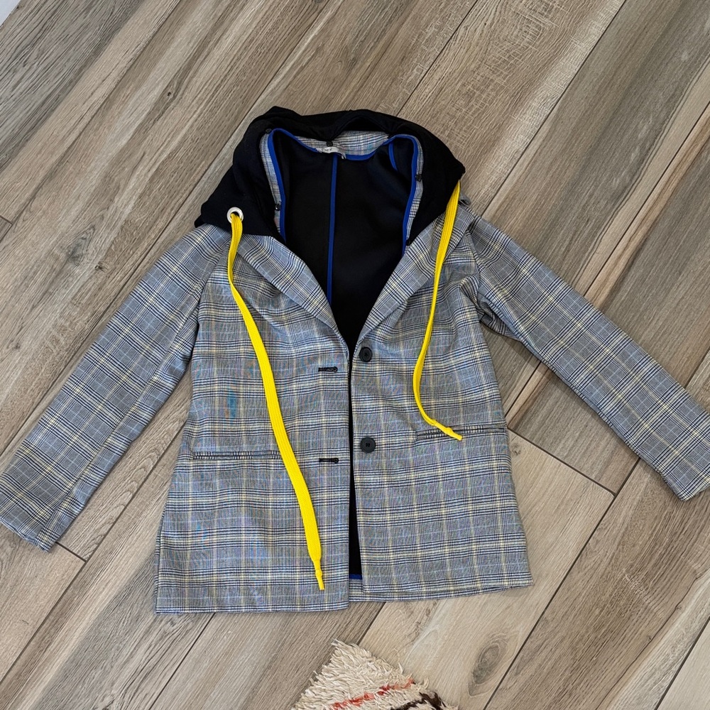 Dex Plaid Blazer with Yellow and Blue Accents